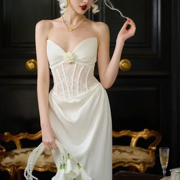 Victorian Style Strapless Corset Gown - Picture 1 of 9